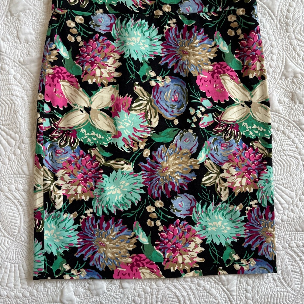 J. Crew Black Floral Pencil Skirt